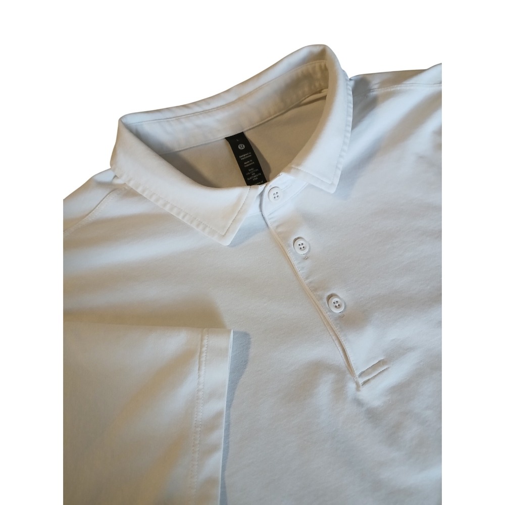 Lululemon White Evolution Short-Sleeve Polo Shirt Men Large